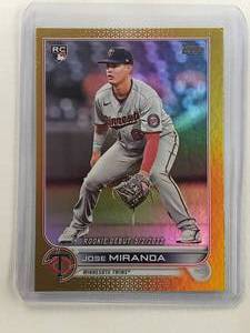 lot 32 image: Jose Miranda Rookie 2022 Topps Gold Foil No. US5 Update