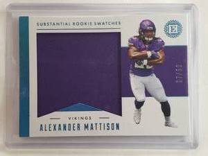 lot 43 image: Alexander Mattison 2019 Rookie Patch Panini Encased No. SRS2, Numbered 2750