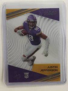 lot 44 image: Justin Jefferson Rookie 2020 Panini Chronicles Clear Vision No. CV-11