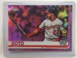 lot 67 image: Juan Soto 2019 Topps Rookie Cup Pink Refractor No. 155 Chrome