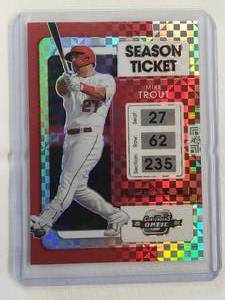 lot 99 image: Mike Trout 2022 Panini Red Xfractor Prizm No. 5