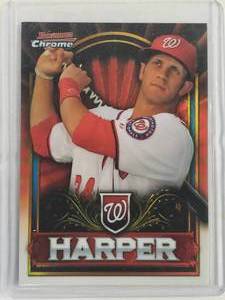 lot 114 image: Bryce Harper Rookie 2011 Topps Red Refractor No. BCE1