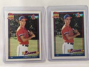 lot 126 image: Lot of 2 Chipper Jones Rookie 1991 #1 Draft Pick Topps No. 333