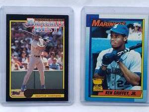 lot 148 image: Lot of 2 Ken Griffey Jr. 1992 Topps McDonalds Baseballs Best No. 8 of 44, 1990 Topps All-Star Rookie No. 336