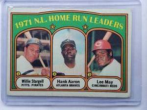 lot 149 image: 1971 N.L. Home Run Leaders Willie Stargell, Hank Aaron, Lee May Topps No. 89