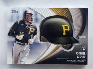 lot 161 image: Oneil Cruz Rookie 2022 Topps Batting Helmet Card No. BH-OC