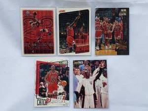 lot 200 image: Lot of 5 Michael Jordan Cards