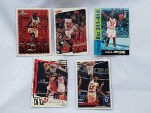 lot 202 image: Lot of 5 Michael Jordan Cards