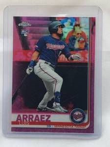 lot 206 image: Luis Arraez Rookie 2019 Topps No. 45 Chrome Pink Refractor