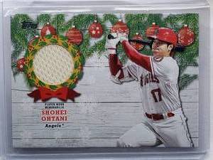 lot 210 image: Shohei Ohtani Topps Player Worn Relic Walmart Holiday Mega Baseball No. WRC-SHO