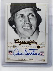 lot 224 image: Don Sutton Auto 1998 Panini Cooperstown Signatures No. HOF-DSU, Numbered 226799