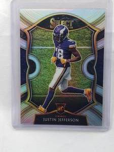 lot 240 image: Justin Jefferson Rookie Panini Select Silver Concourse Prizm No. 61