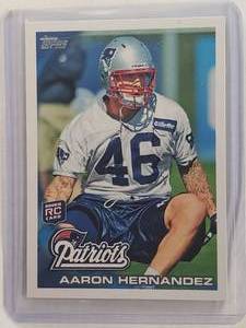 lot 265 image: Aaron Hernandez Rookie 2010 Topps No. 96