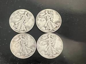 4 Liberty Half Dollars - 1941, 1942, 1943, & 1944