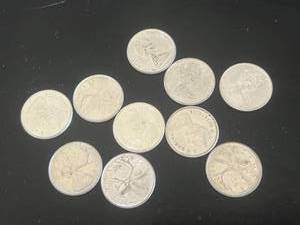 10 Canadian Quarters 50% Silver