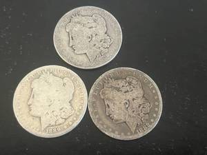 3 -  Morgan Silver Dollars 1882, 1889 & 1891
