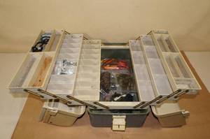 lot 112 image: Tackle Box with Assorted Soft Baits