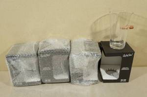 lot 150 image: 4 Lucky Shot Pint Glasses with Embedded Bullets - Blue Lives Matter