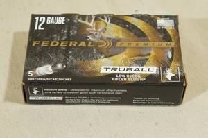 lot 179 image: 5 Federal Premium Truball 12 Gauge 2-34 Rifled Hollow Point Slugs