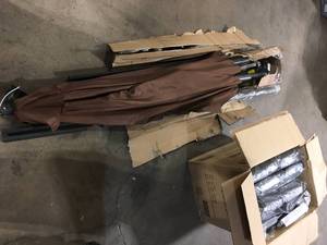 Outsunny 10 ft. Hanging Tilt Cantilever Offset Patio Umbrella with UV and Water Fighting Material and a Sturdy Stand in Brown  Customer Returns See Pictures