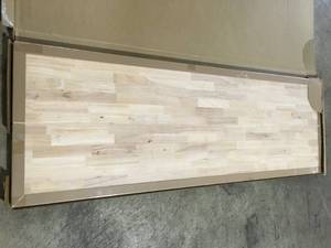 Hampton Bay 6 ft. L x 25 in. D Unfinished Hevea Solid Wood Butcher Block Countertop With Square Edge Customer Returns See Pictures
