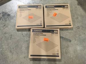 3 Boxes of Husky 18.4 in. x 18.4 in. Black PVC Garage Flooring Tile (6-Pack)  Customer Returns See Pictures