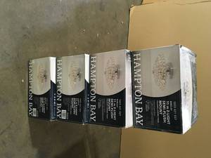 Lot of 4  Hampton Bay Barclay 11 in. 2-Light Chrome and Crystal Semi-Flush Mount   Customer Returns See Pictures