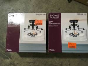 Lot of 2  Home Decorators Collection Shirwell 3-Light Bronze Semi-Flush Mount with Clear Glass Shade Customer Returns See Pictures