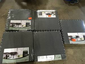 Lot of Husky 18.4 in. x 18.4 in. Black PVC Garage Flooring Tile (6-Pack)  Customer Returns See Pictures