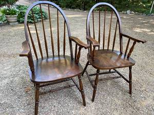 Two Vintage Wooden Spindle Backed We Are Bears on Chairs Chairs
