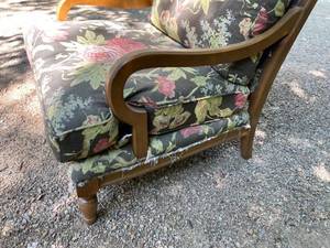 Vintage Wooden Oversized Upholstered Armchair
