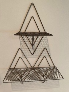 Two Mid Century Geometric Vintage Metal Shelves