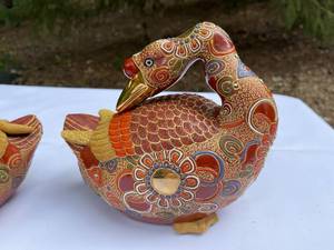 Ornate Ceramic Goose Figures