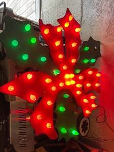 Vintage Handmade Wooden Christmas Wreath with Lights
