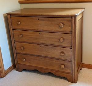 Vintage Wood Four Drawer Dresser