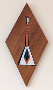 Mid Century Guitar Painted Wood Wall Plaque Set