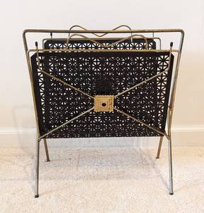 Mid Century Mesh Metal Magazine Rack