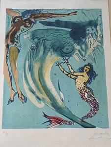 Framed The Little Mermaid Lithograph by Salvador Dali