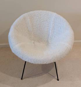 Vintage Fuzzy Upholstered Lounge Chair