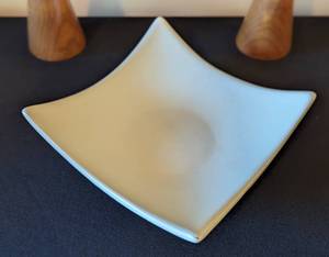 Pair of Vintage Wood Candleholders and Haeger Ceramic Dish