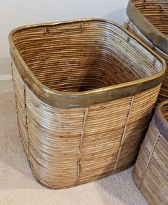 Rattan and Brass Planters
