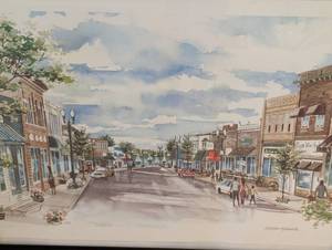 Framed Watercolor Print of Main Street Excelsior