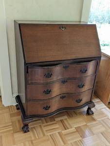 Vintage Serpentine Wood Secretary