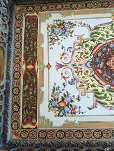 Castilian Brass and Painted Porcelain Tray