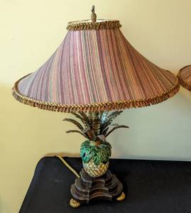 Pair of Frederick Cooper Enamel Pineapple Table Lamps