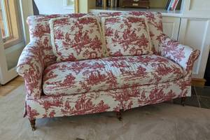 Red and White French Country Style Sofa by Grange