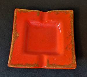 Pair of Red and Gold Ceramic Ashtrays