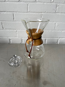 lot 144 image: Pour Over Coffee Maker Hand Blown Glass - 6 cup