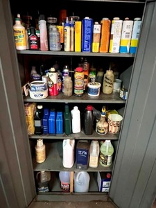 lot 20 image: Vintage Interstate Metal Storage Cabinet (66 x 30 x 18) with Contents