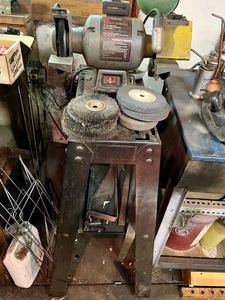lot 21 image: Craftsman 6 Inch Bench Grinder (13 HP) with Metal Stand and Accessories